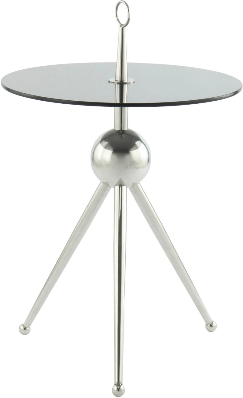 Kayoom Beistelltisch »Ontario 325, Runde Glasplatte aus Sicherheitsglas, 100% Edelstahl«, (1 St.), Minimalistisch, Gestell in Tripod-Design, mit Tragering von Kayoom