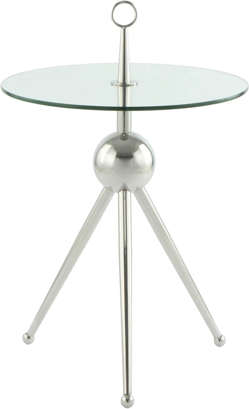 Kayoom Beistelltisch »Ontario 325, Runde Glasplatte aus Sicherheitsglas, 100% Edelstahl«, (1 St.), Minimalistisch, Gestell in Tripod-Design, mit Tragering von Kayoom