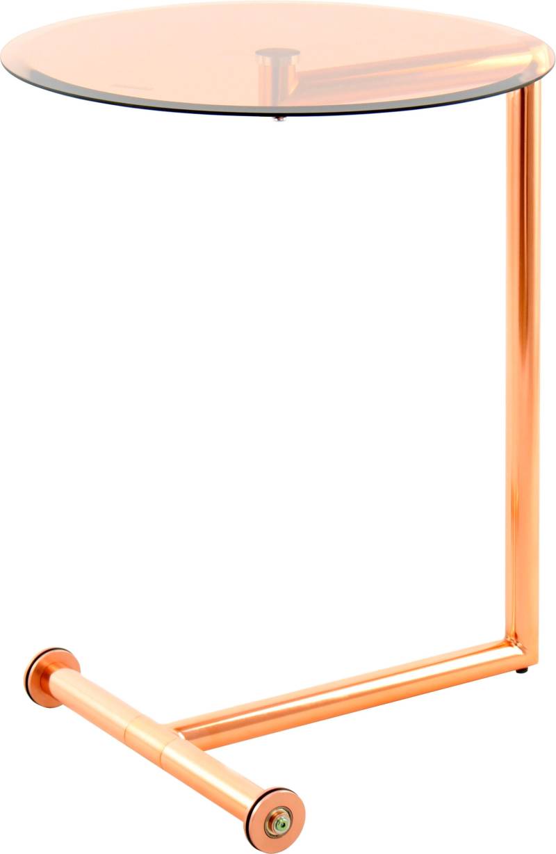 Kayoom Beistelltisch »Luciana, Beistelltisch für das Sofa, glamouröses, edles Design«, (1 St.), Moderne C-Form, unterm Sofa schiebbar, runde Tischplatte von Kayoom