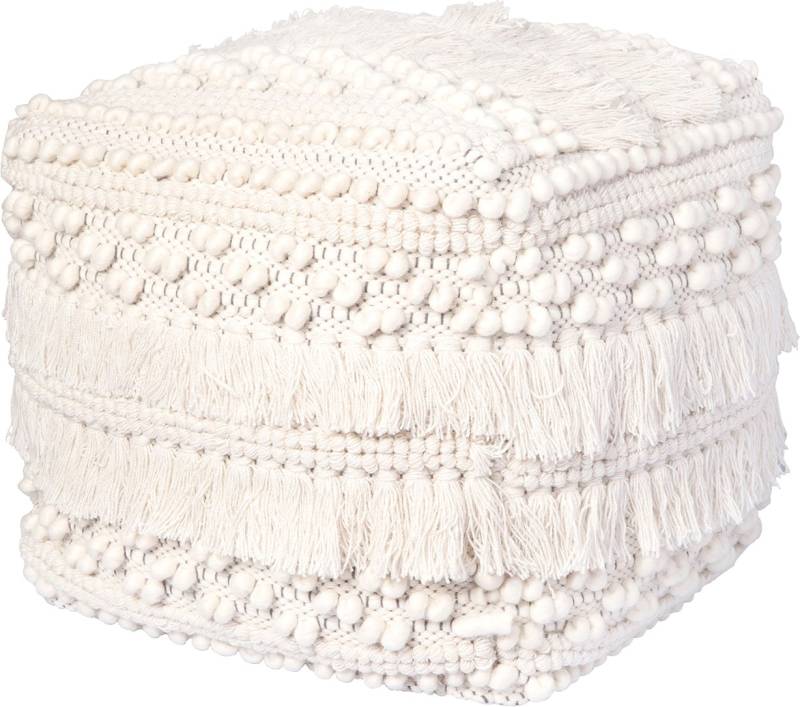 Kayoom Pouf »Bohist 325 50cm x 50cm, Strukturen mit Fransen und Quasten«, (1 St.), handgefertigt, Unikat, sehr gut kombinierbar, vielfältig im Einsatz von Kayoom