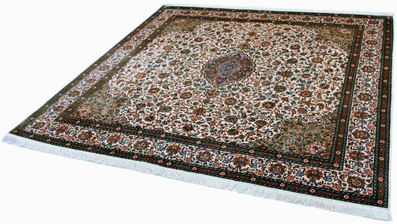 Kayoom Seidenteppich »Kashan 44«, rechteckig, 10 mm Höhe, Einzelstück mit Zertifikat, Wohnzimmer von Kayoom