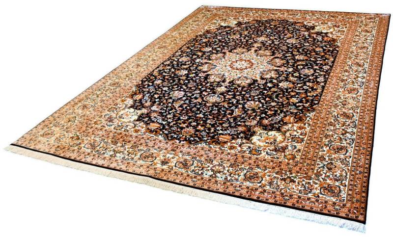Kayoom Seidenteppich »Kashan 4875«, rechteckig, 10 mm Höhe, Einzelstück mit Zertifikat, Wohnzimmer von Kayoom