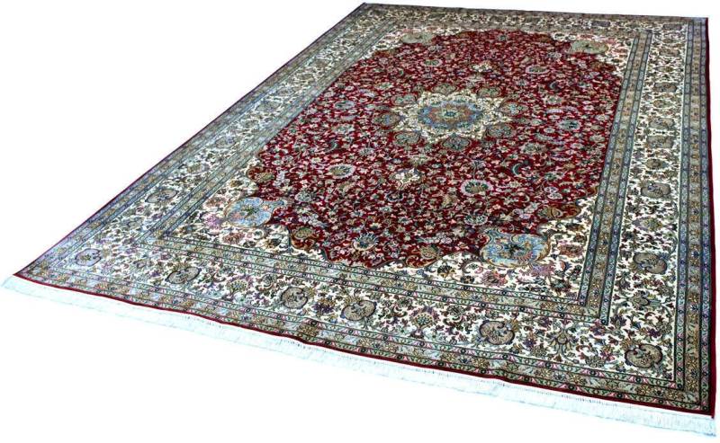 Kayoom Seidenteppich »Kashan 999x11«, rechteckig, 10 mm Höhe, Einzelstück mit Zertifikat, Wohnzimmer von Kayoom