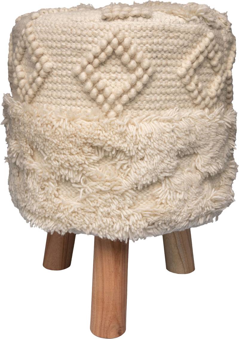 Kayoom Sitzhocker »Hocker Bohist 125, charaktergebende Strukturen mit Fransen und Quasten«, (1 St.), handgefertigtes Unikat, Boho-Style, gut kombinierbar von Kayoom