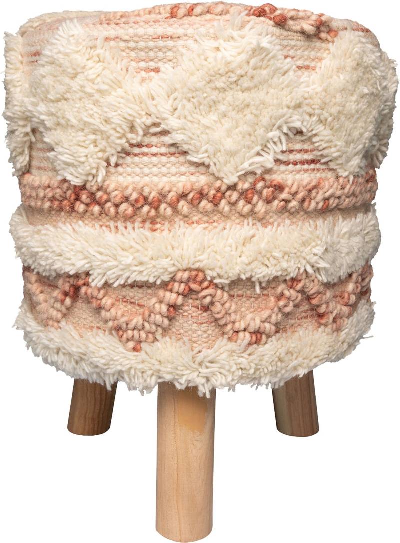 Kayoom Sitzhocker »Hocker Bohist 225, charaktergebende Strukturen mit Fransen und Quasten«, (1 St.), handgefertigtes Unikat, Boho-Style, gut kombinierbar von Kayoom