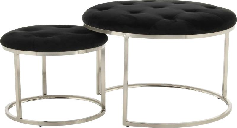 Kayoom Sitzhocker »Hocker Myla 2er-Set, praktisch ineinander schiebbar«, (Set, 2 St.), ineinander schiebbar, rund, gesteppt, mit Zierknöpfen von Kayoom