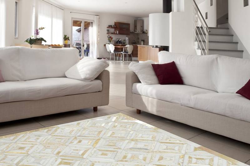 Kayoom Teppich »Spark 410«, rechteckig, 8 mm Höhe, 100% Leder, Unikat, fusselarm, Allergiker & Fussbodenheizung geeignet von Kayoom