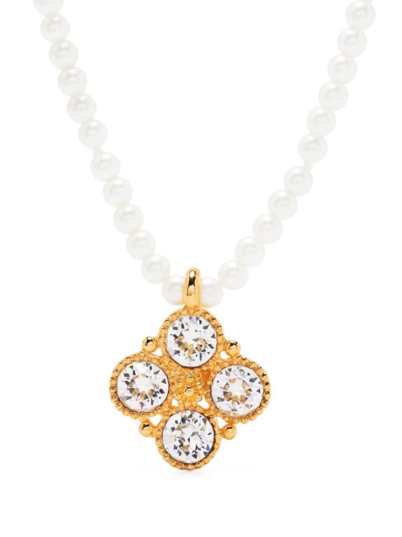 Kenneth Jay Lane crystal-pendant pearl necklace - White von Kenneth Jay Lane