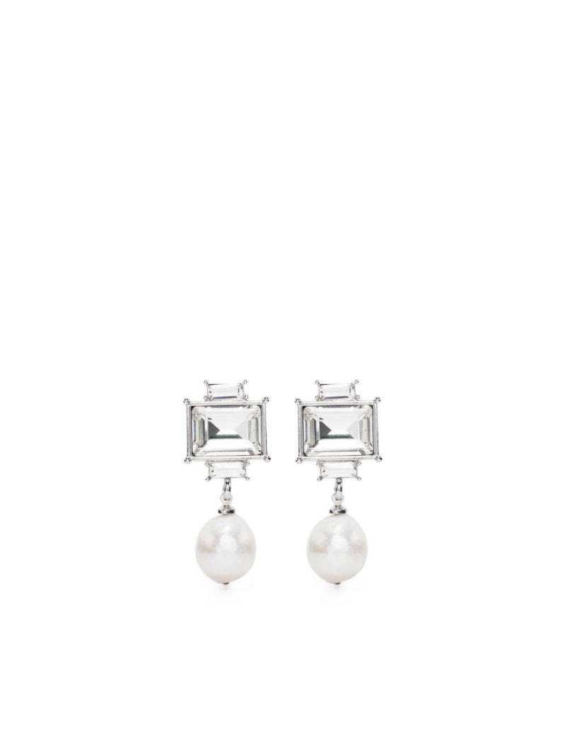 Kenneth Jay Lane pearl-pendant crystal-embellished drop earrings - White von Kenneth Jay Lane
