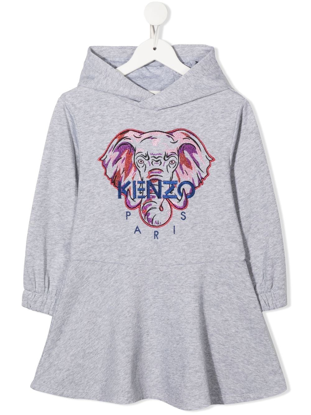 Kenzo Kids Elephant-embroidered hooded dress - Grey von Kenzo Kids