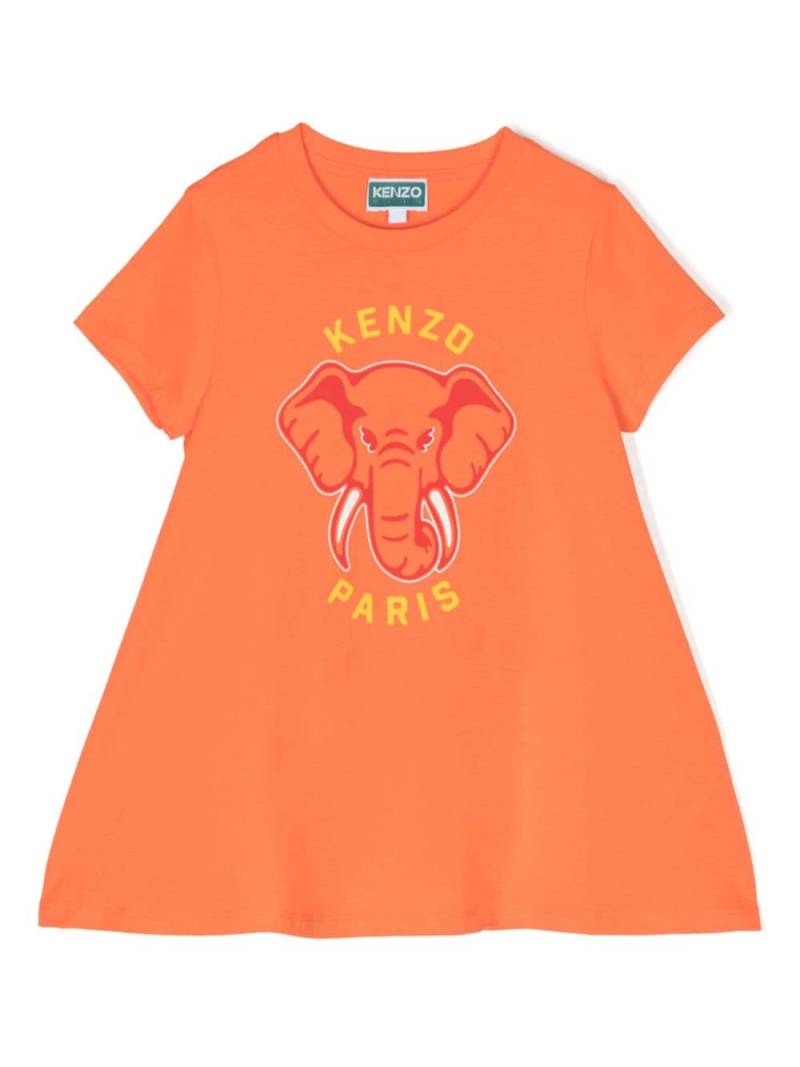 Kenzo Kids Elephant-print cotton T-shirt dress - Orange von Kenzo Kids