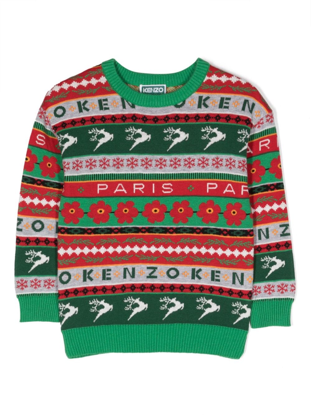 Kenzo Kids Holiday jacquard-pattern jumper - Green von Kenzo Kids
