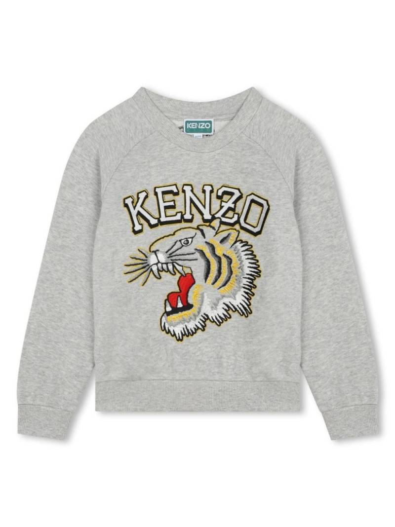 Kenzo Kids Kotora tiger-embroidered cotton sweatshirt - Grey von Kenzo Kids