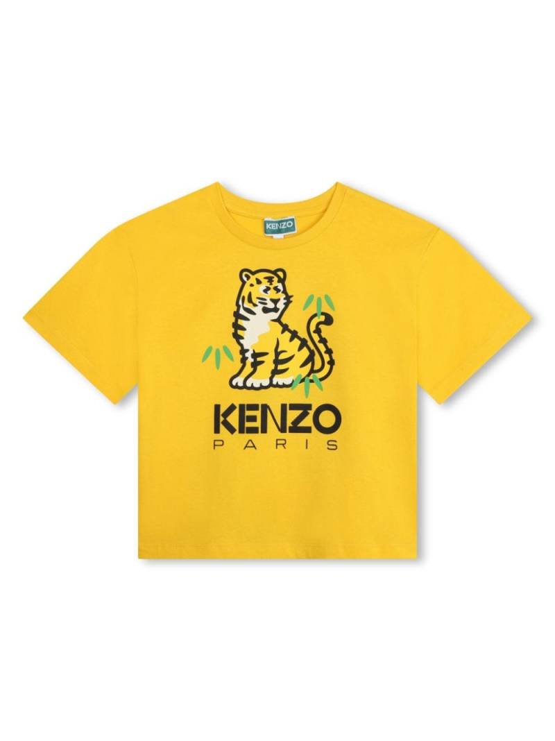 Kenzo Kids Kotora tiger-print organic cotton T-shirt - Yellow von Kenzo Kids