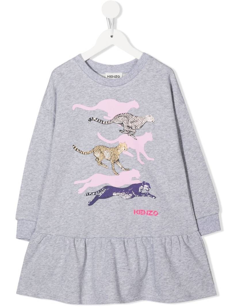 Kenzo Kids TEEN logo ruffle jumper dress - Grey von Kenzo Kids