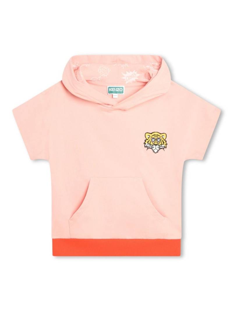 Kenzo Kids Tiger Head-embroidered short-sleeve hoodie - Orange von Kenzo Kids