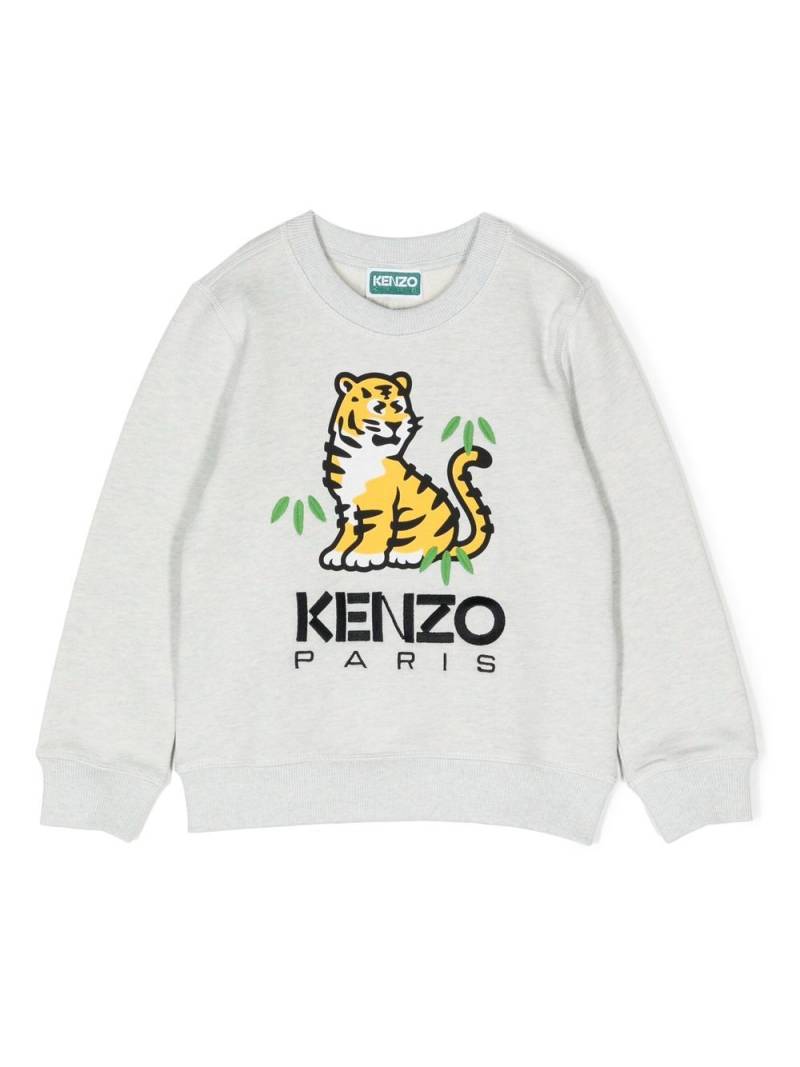 Kenzo Kids Tiger-motif embroidered sweatshirt - Grey von Kenzo Kids