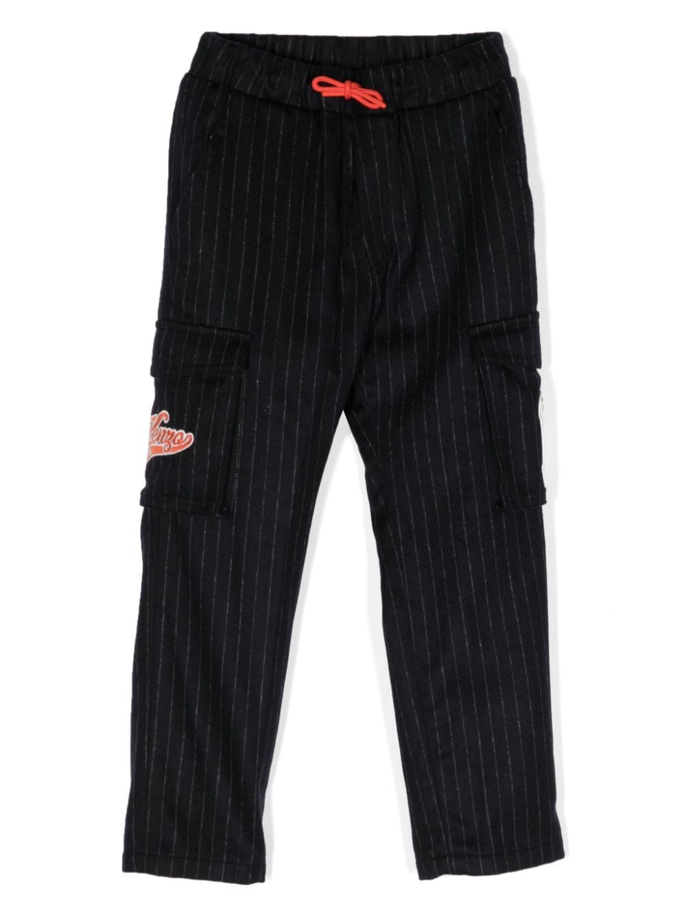 Kenzo Kids Tod logo-patch pinstripe-pattern trousers - Black von Kenzo Kids