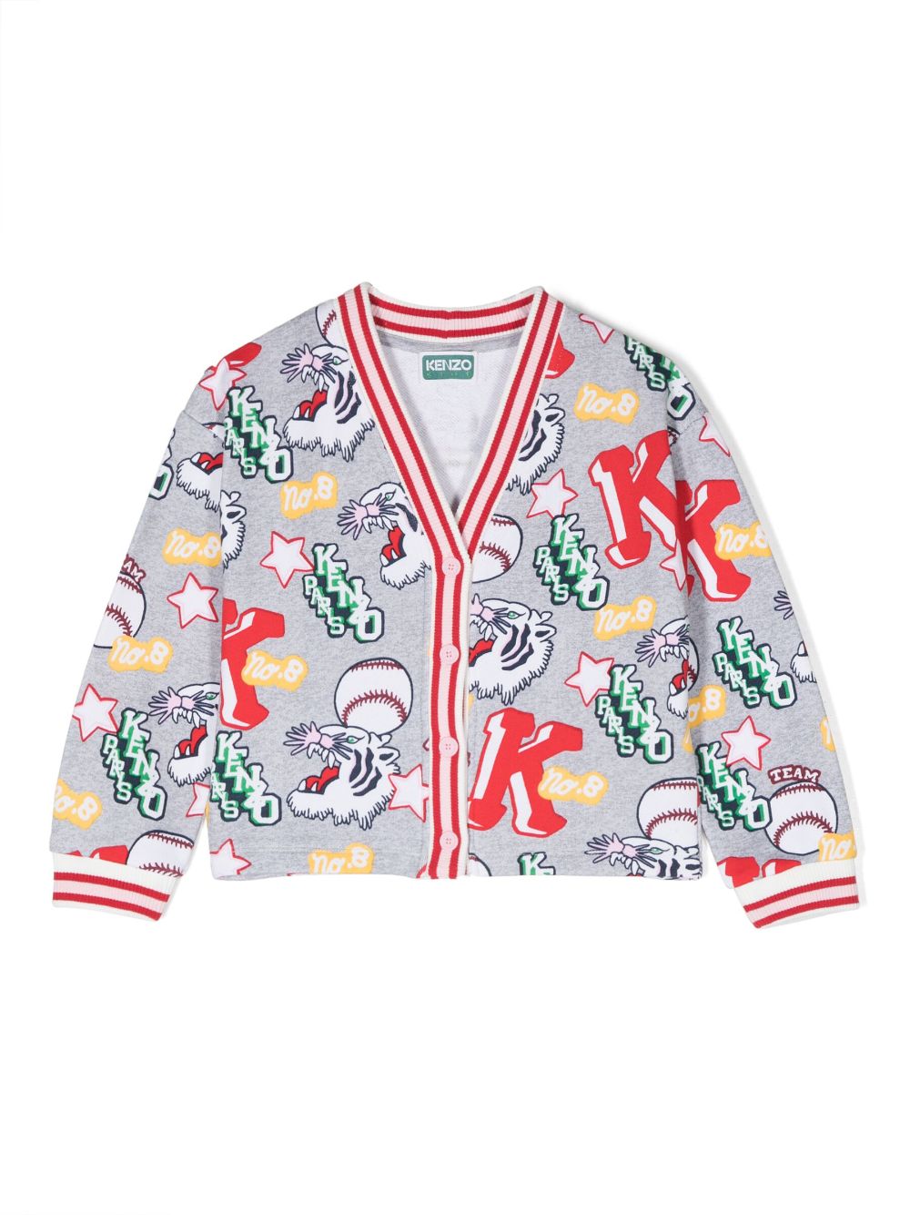 Kenzo Kids Varsity Tiger-print cardigan - Grey von Kenzo Kids