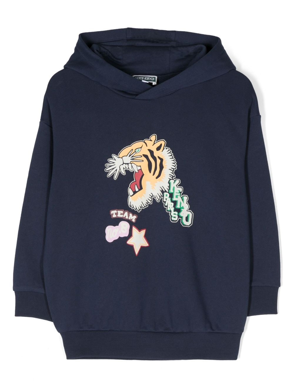 Kenzo Kids Varsity Tiger-print cotton hoodie - Blue von Kenzo Kids