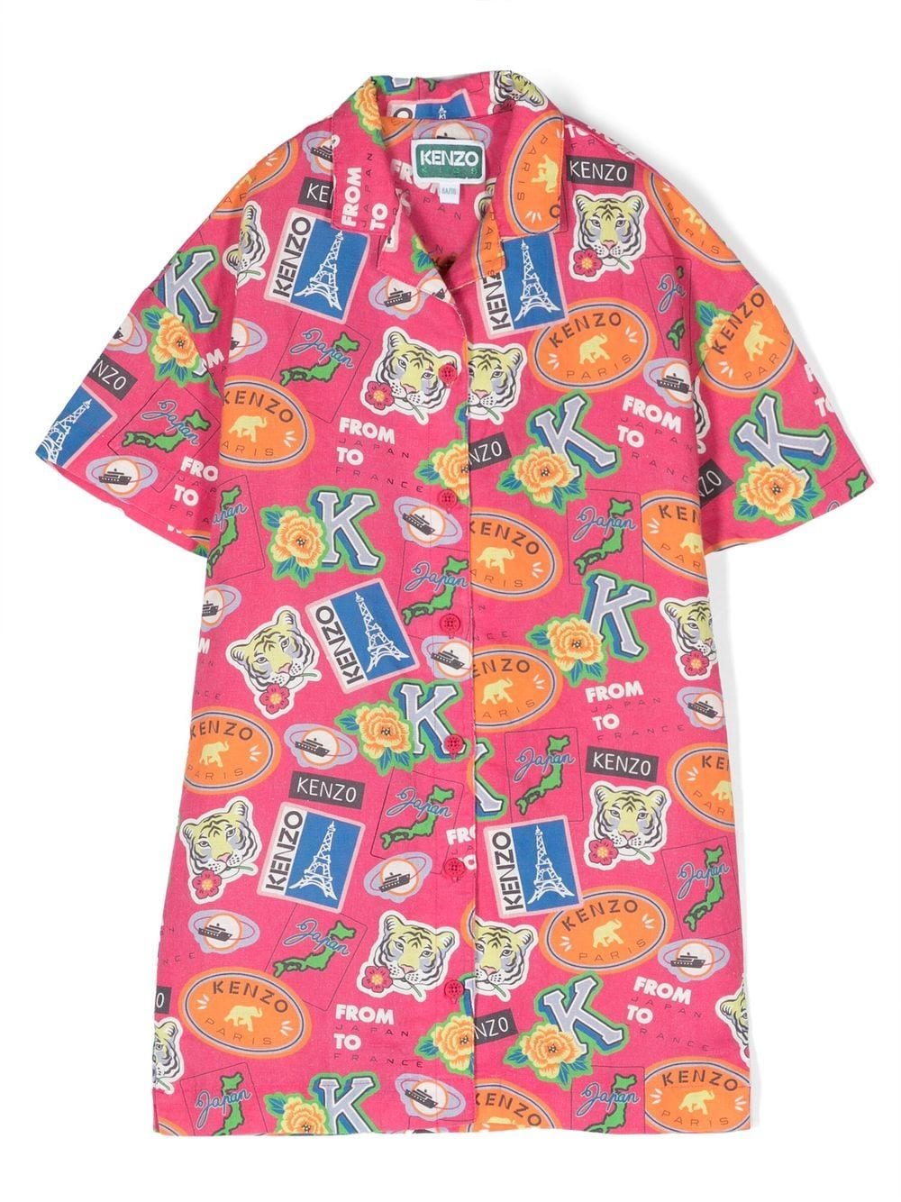 Kenzo Kids all-over logo-print shirt dress - Pink von Kenzo Kids