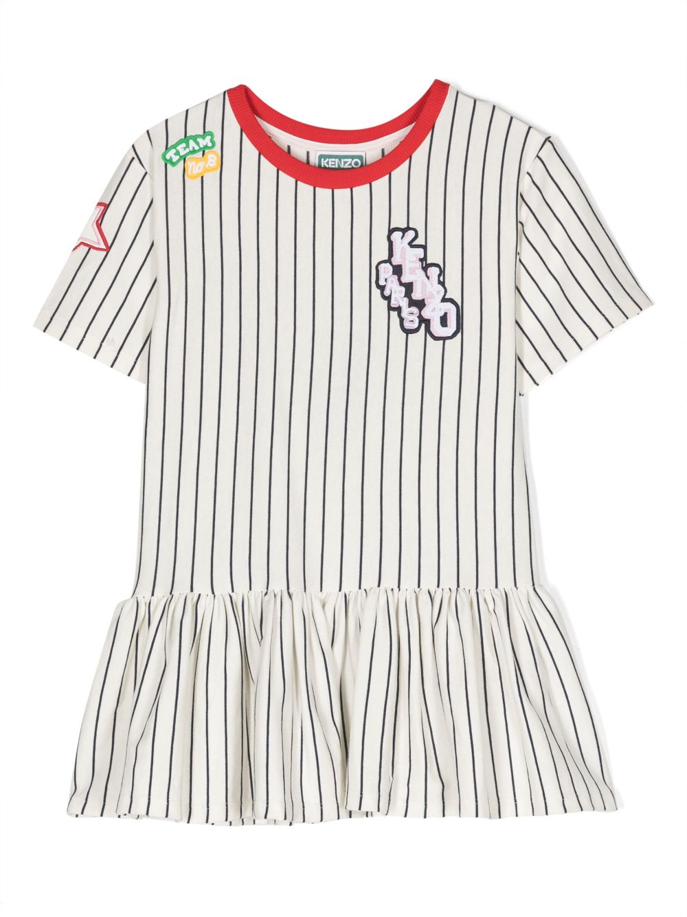 Kenzo Kids appliqué-detail striped dress - White von Kenzo Kids