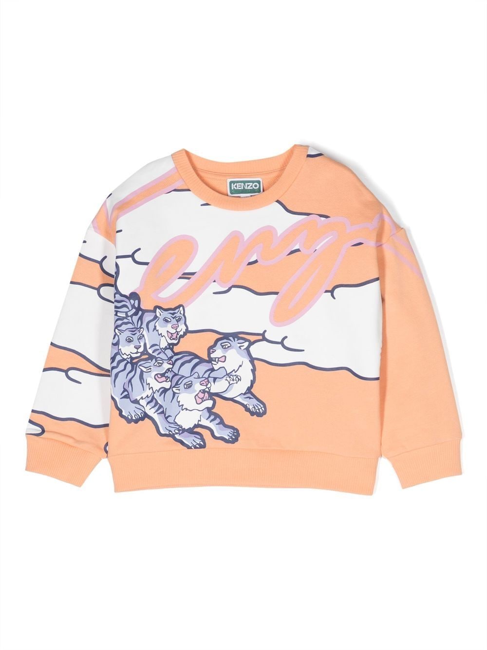 Kenzo Kids cat-print cottonn sweatshirt - Orange von Kenzo Kids