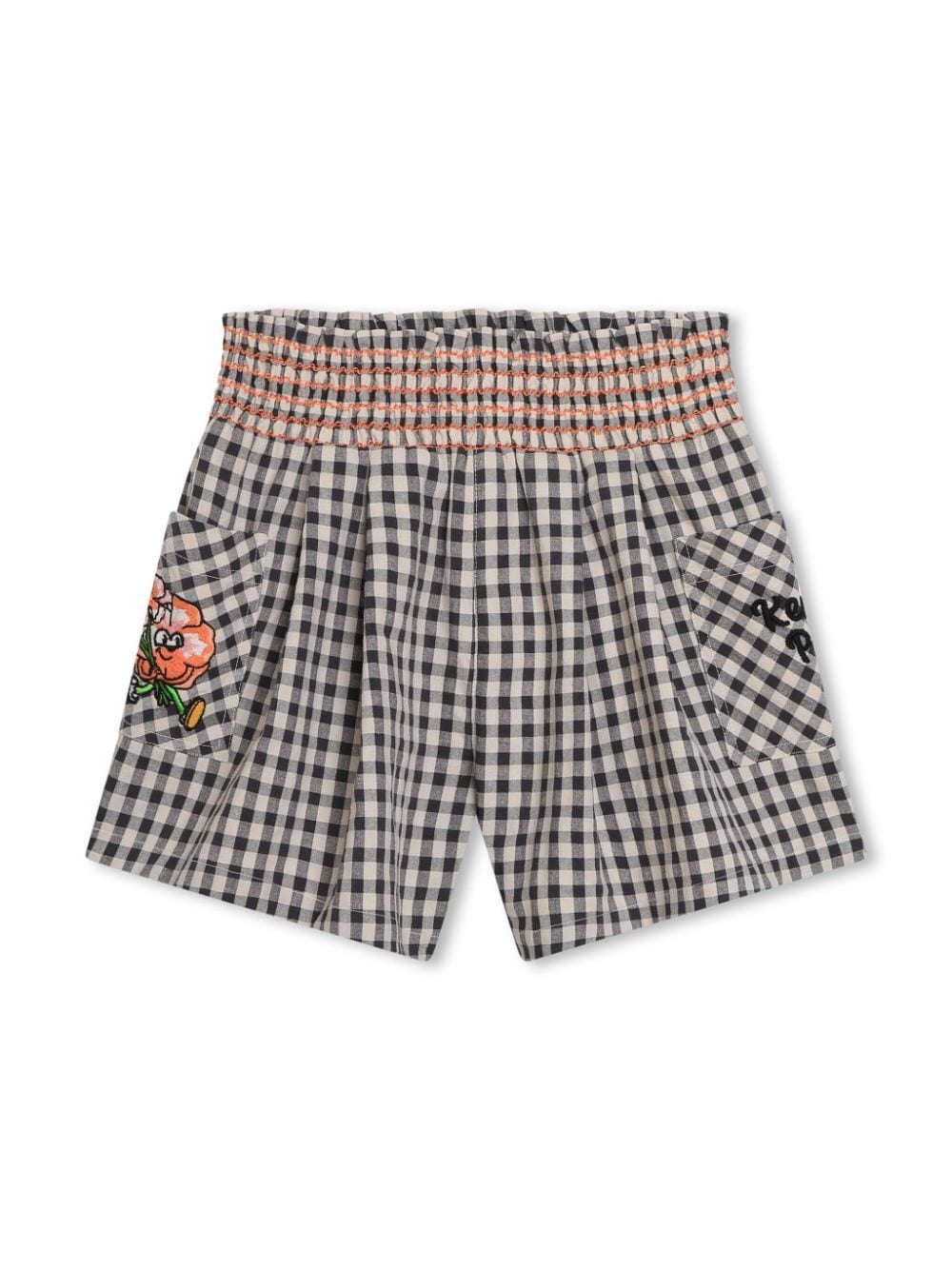 Kenzo Kids check-pattern embroidered shorts - Grey von Kenzo Kids