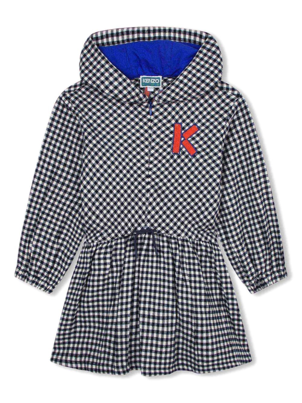 Kenzo Kids check-print hooded dress - Blue von Kenzo Kids