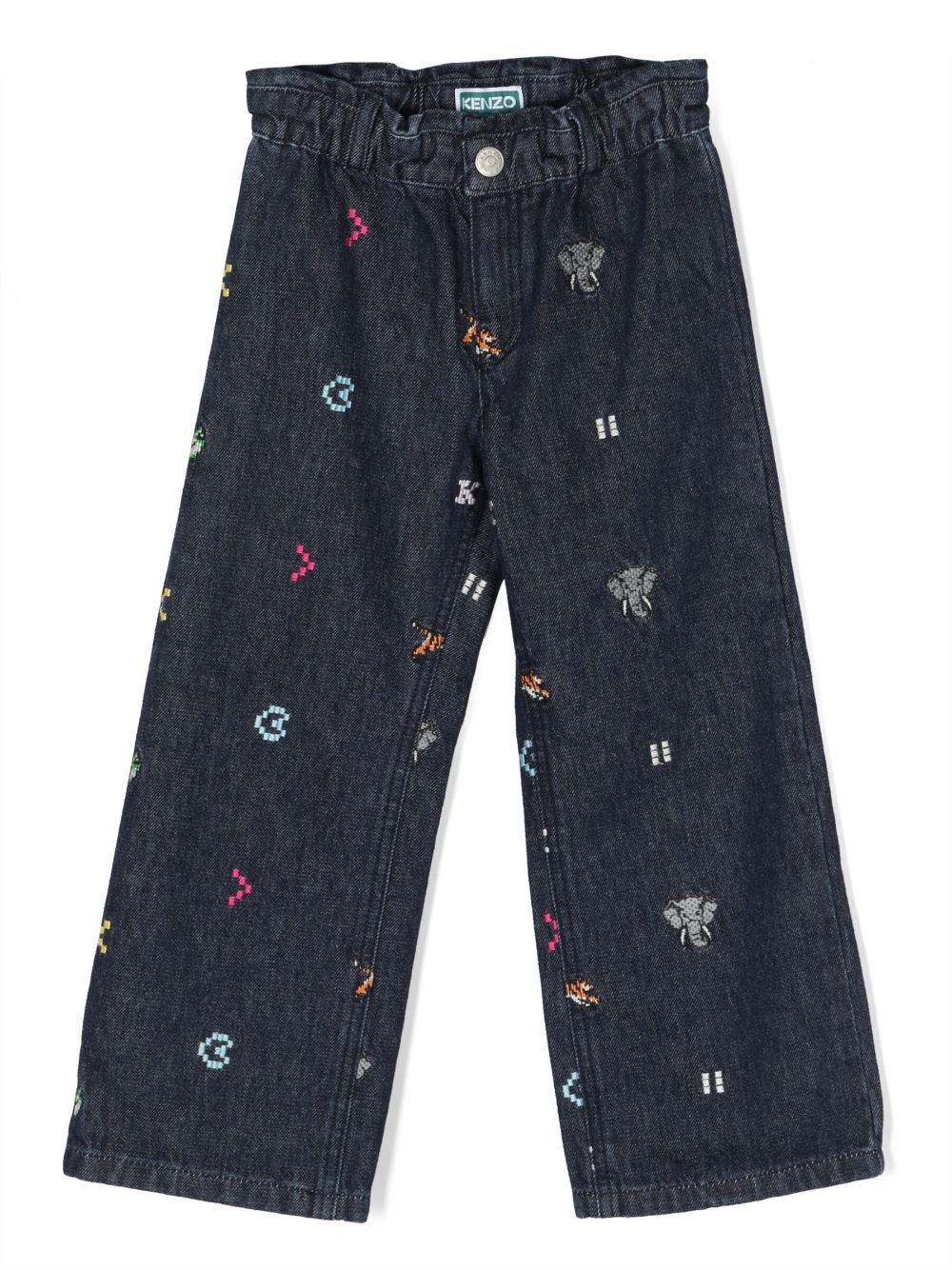 Kenzo Kids embroidered-detail straight-leg jeans - Blue von Kenzo Kids