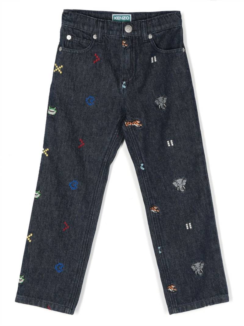 Kenzo Kids embroidered straight-leg jeans - Blue von Kenzo Kids