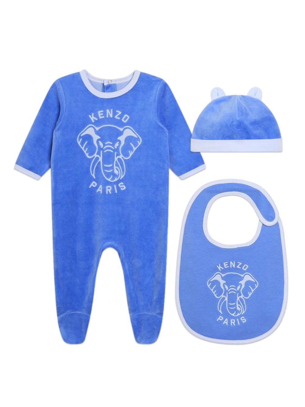 Kenzo Kids embroidered velvet babygrow set - Blue von Kenzo Kids