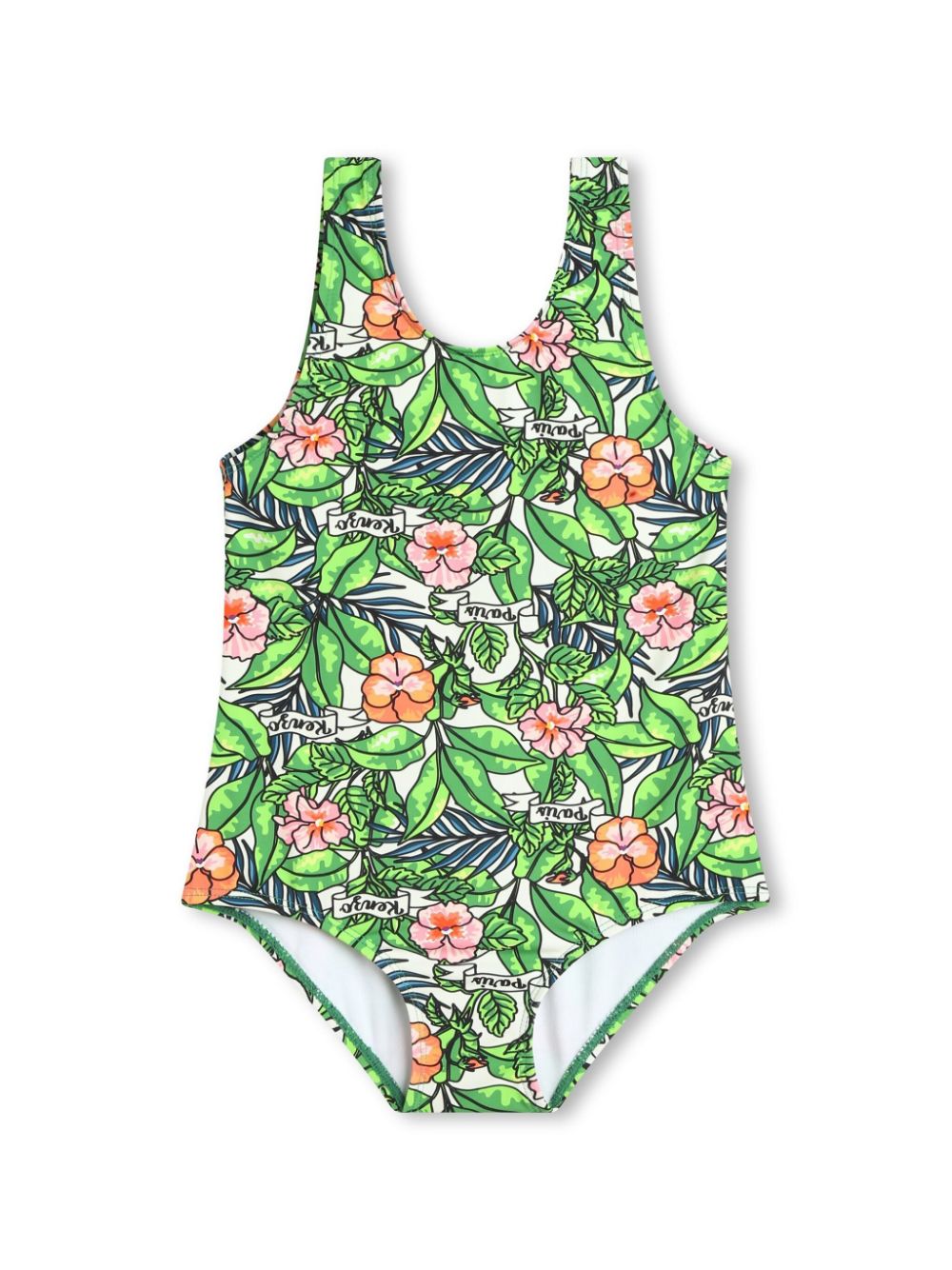 Kenzo Kids floral-motif U-neck swimsuit - Green von Kenzo Kids