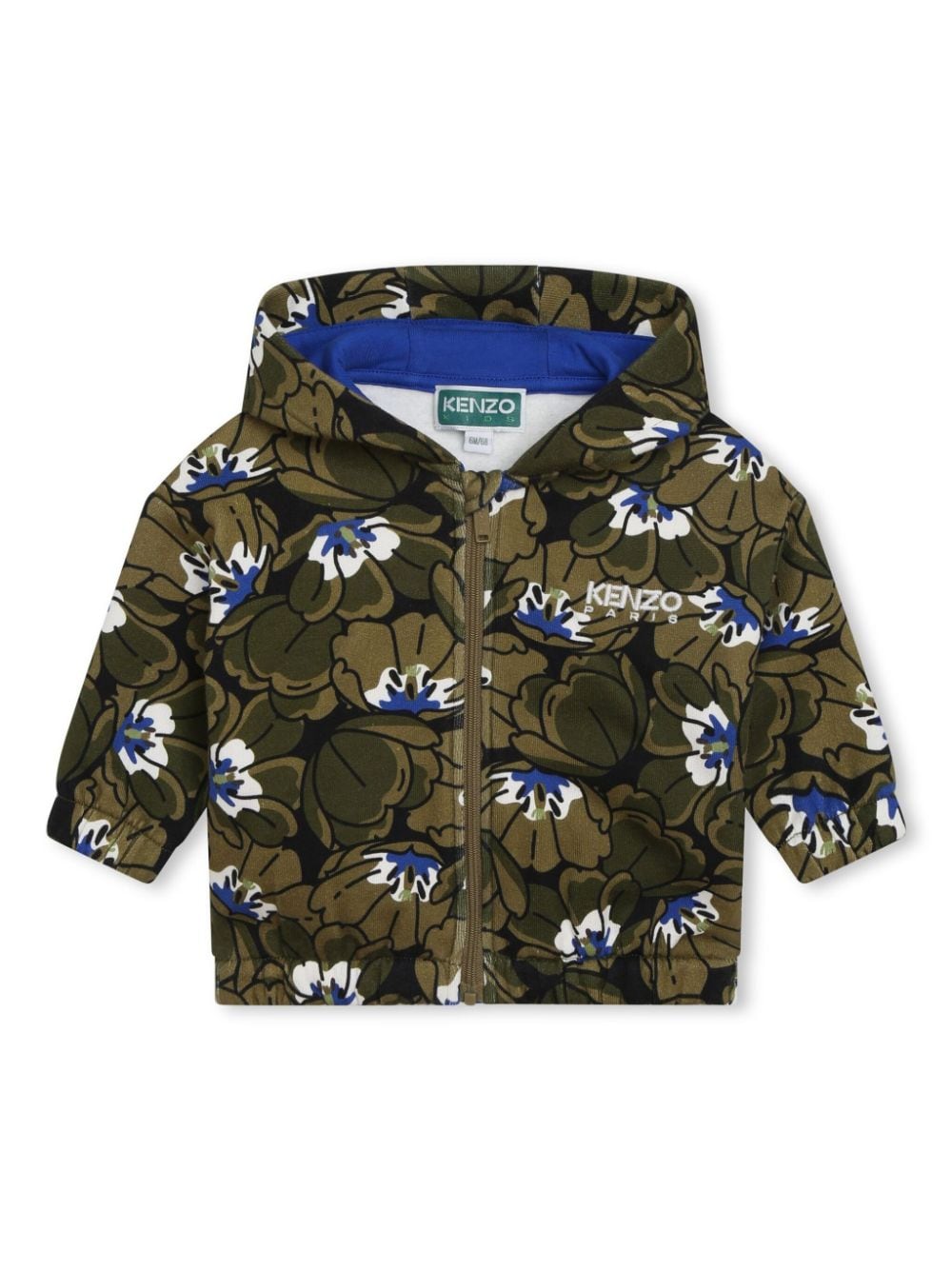 Kenzo Kids floral-print cotton hooded jacket - Green von Kenzo Kids