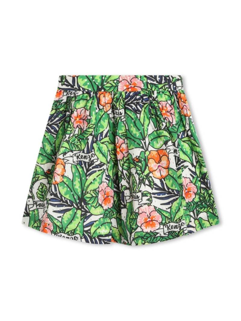Kenzo Kids floral-print cotton skirt - Green von Kenzo Kids