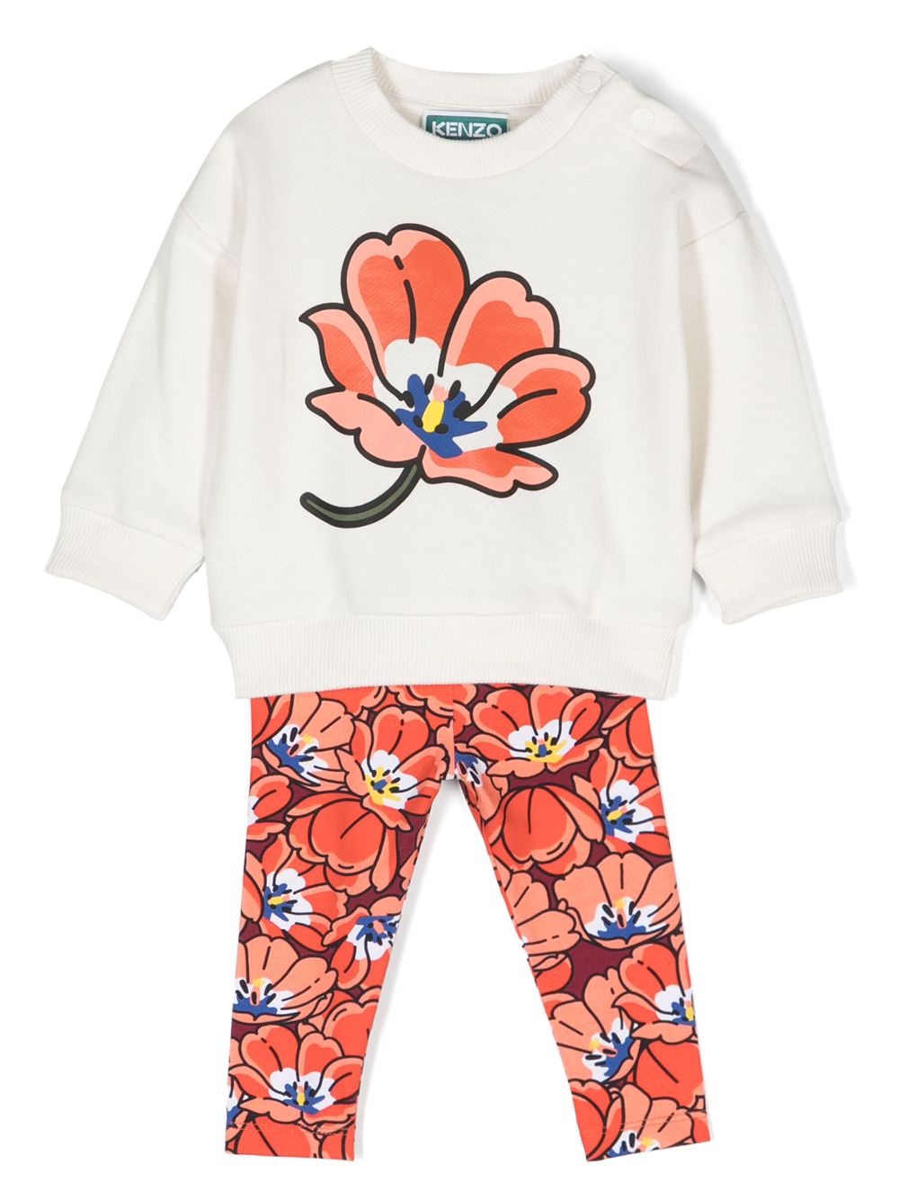 Kenzo Kids floral-print cotton tracksuit set - Neutrals von Kenzo Kids