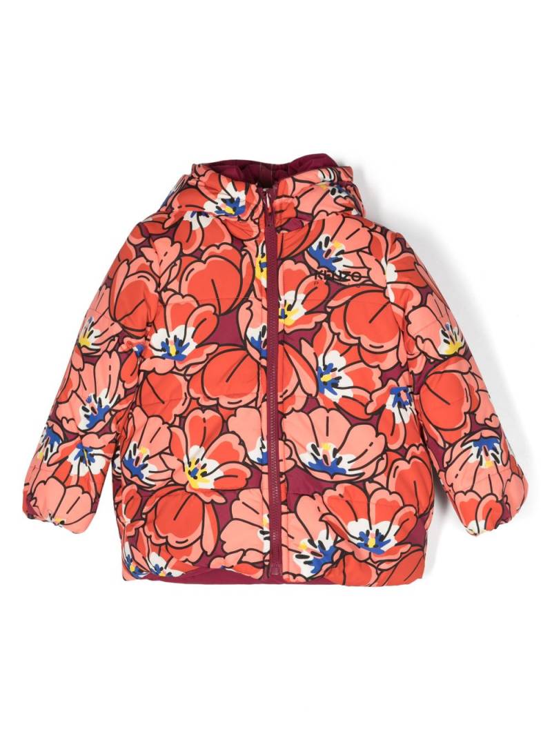 Kenzo Kids floral-print reversible puffer jacket - Orange von Kenzo Kids