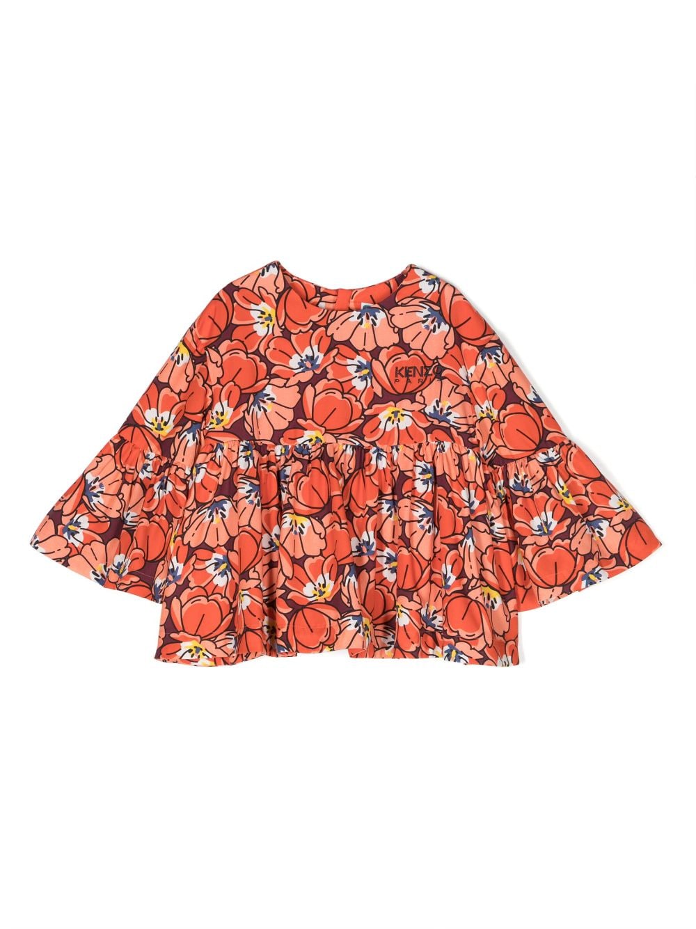 Kenzo Kids floral-print ruched blouse - Orange von Kenzo Kids