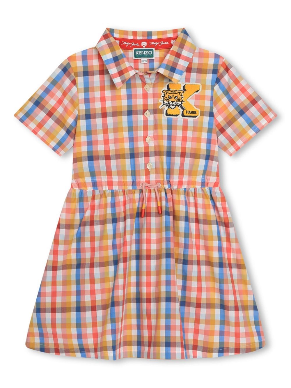Kenzo Kids gingham-print cotton shirt dress - Orange von Kenzo Kids