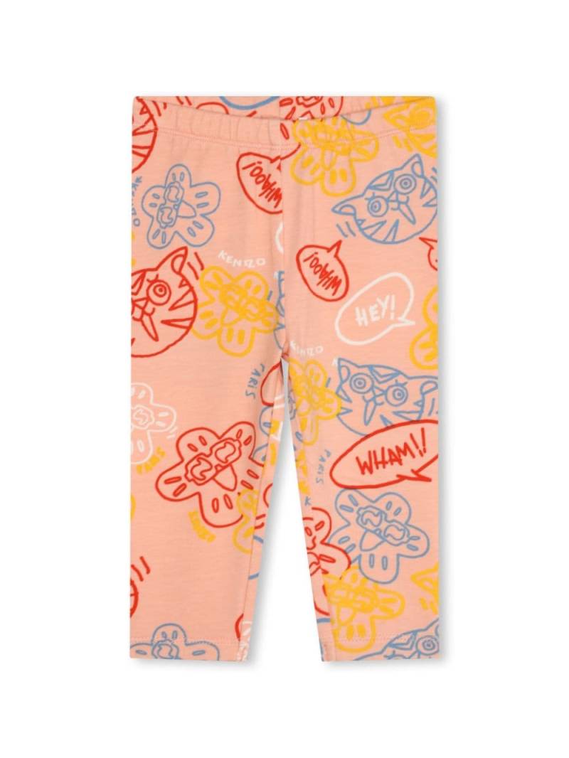 Kenzo Kids graphic-print cotton leggings - Neutrals von Kenzo Kids