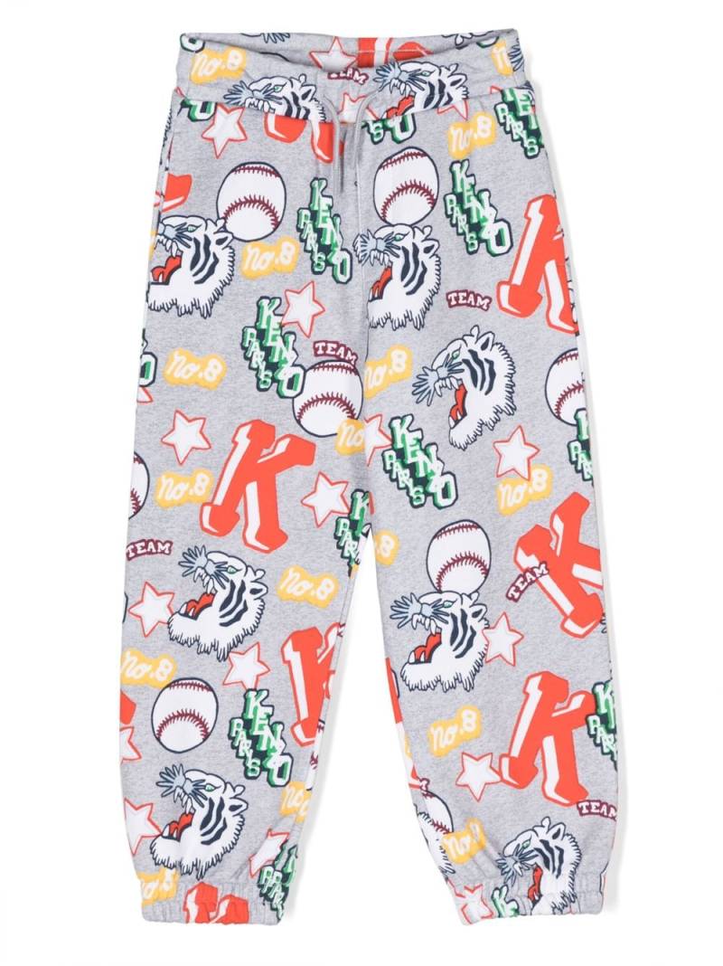 Kenzo Kids graphic-print cotton track pants - Grey von Kenzo Kids