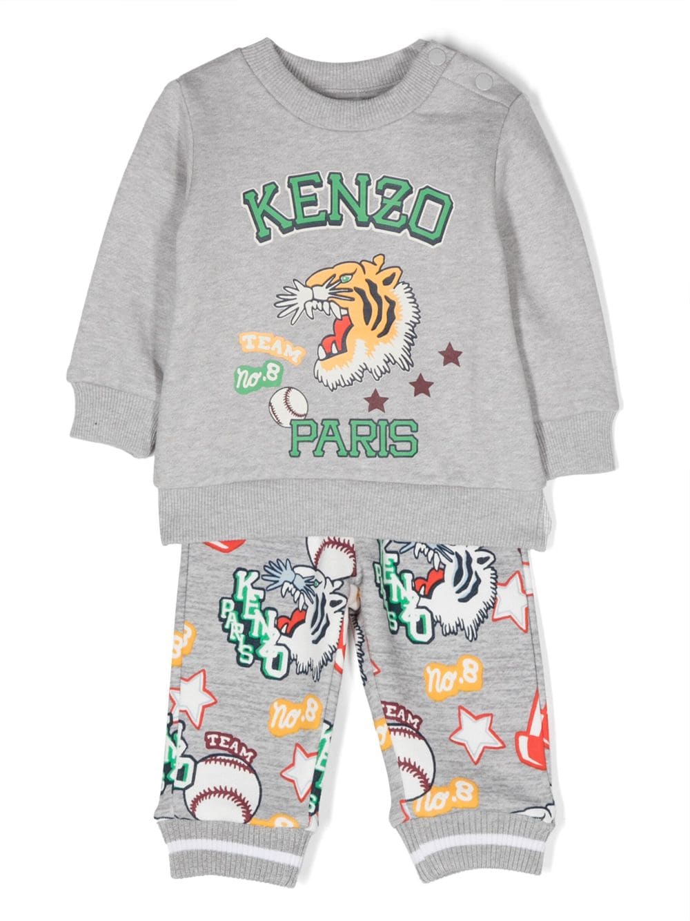 Kenzo Kids graphic-print cotton track suit - Grey von Kenzo Kids