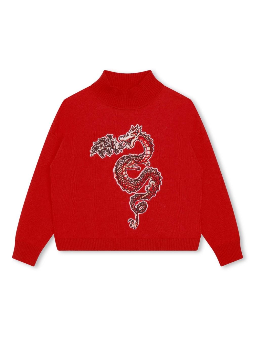 Kenzo Kids high-neck intarsia-knit logo jumper - Red von Kenzo Kids