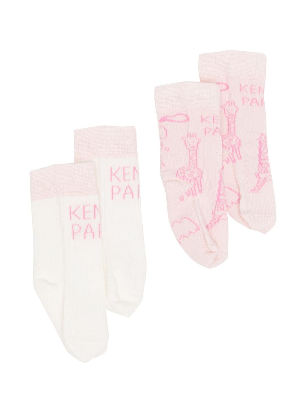 Kenzo Kids intarsia knit logo cotton socks (set of two) - Pink von Kenzo Kids