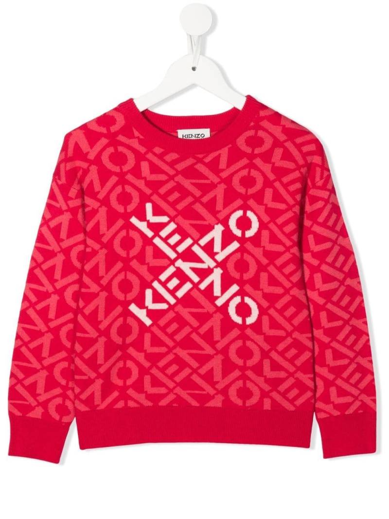 Kenzo Kids intarsia-knit logo jumper - Pink von Kenzo Kids