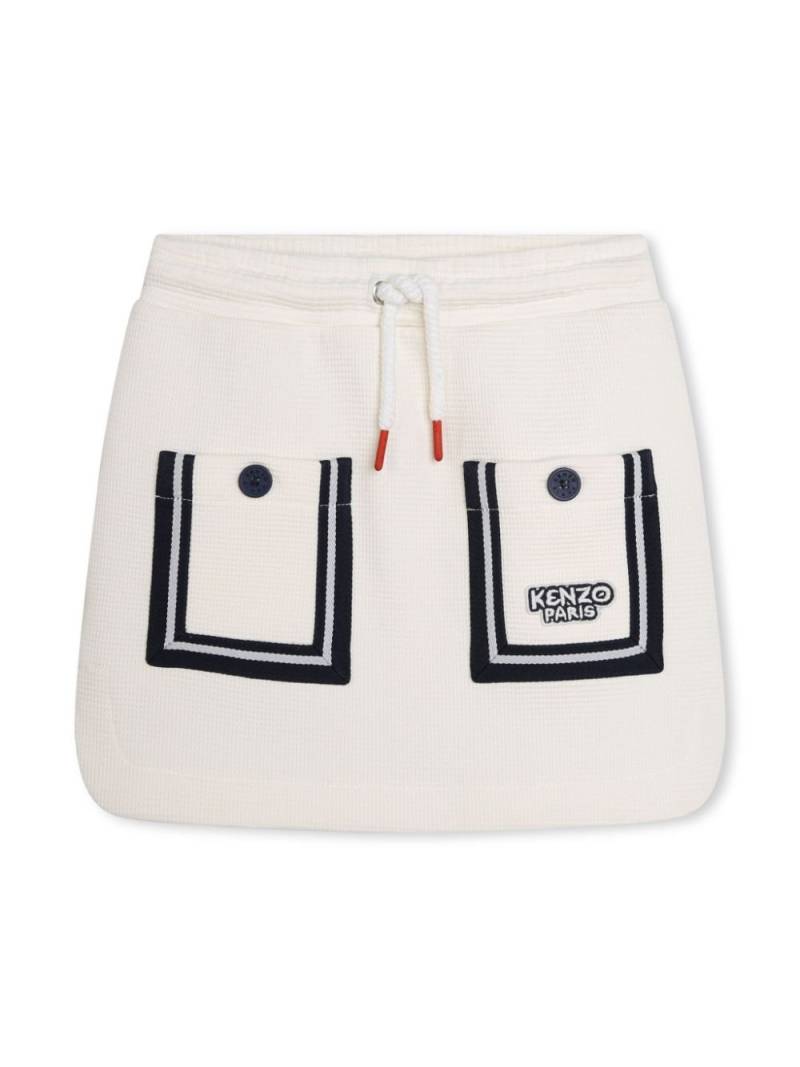 Kenzo Kids logo-appliqué cotton miniskirt - Neutrals von Kenzo Kids