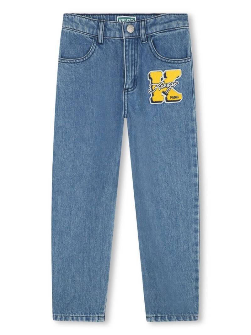 Kenzo Kids logo-appliqué mid-rise straight-leg jeans - Blue von Kenzo Kids