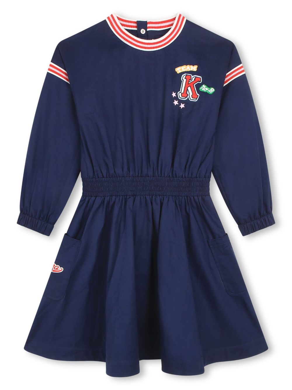 Kenzo Kids logo-embellished cotton flared dress - Blue von Kenzo Kids