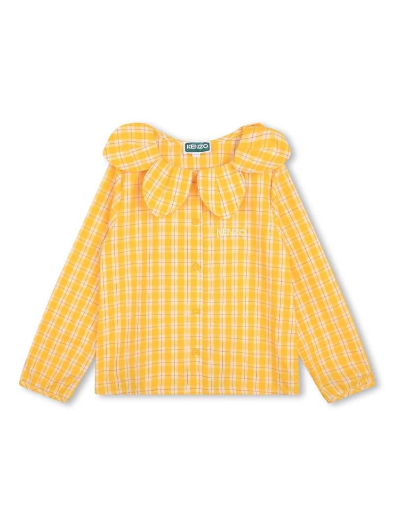 Kenzo Kids logo-embroidered check-pattern shirt - Yellow von Kenzo Kids