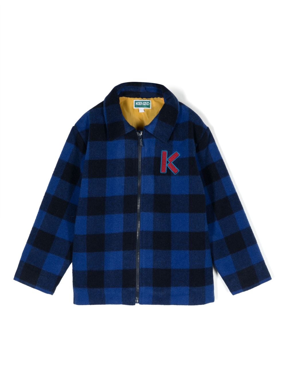 Kenzo Kids logo-embroidered checked wool jacket - Blue von Kenzo Kids